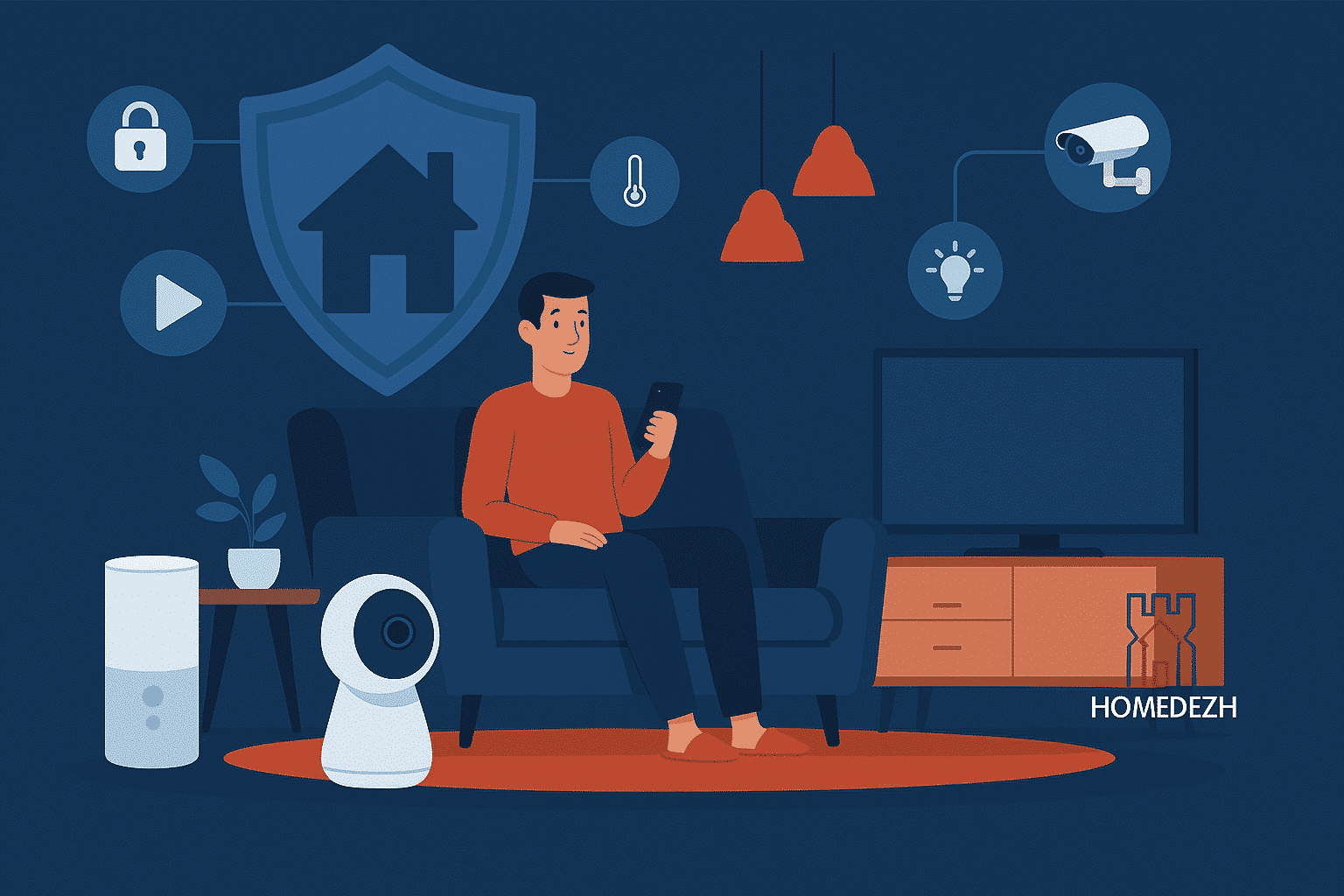 خانه هوشمند مدرن با سیستم امنیتی پیشرفته هوم دژ